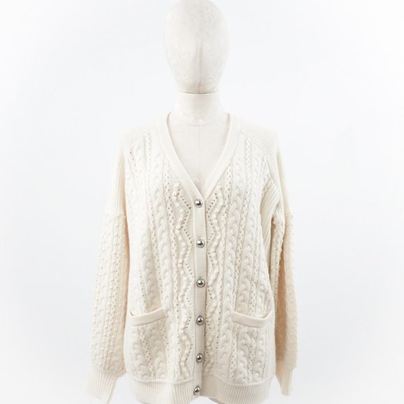 Robert Rodriguez M Cashmere Cable Cardigan Cream - Picture 12 of 15